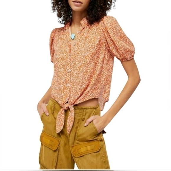 Free People Tops - Free People Rust Combo Celia Blouse size S